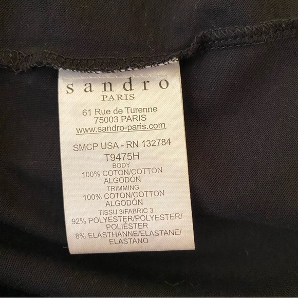 Sandro Paris black cotton and velvet wonder tshirt - Picture 6 of 6